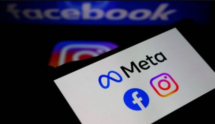Logo de Meta avec les icônes de Facebook et Instagram en arrière-plan.